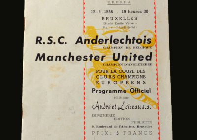 Man Utd v Anderlecht 12.09.1956 (European Cup preliminary round 1st leg) (First European Game)