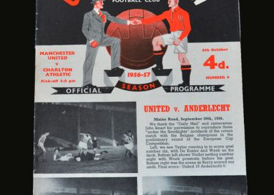 Man Utd v Charlton 06.10.1956 Bobby Charlton league debut