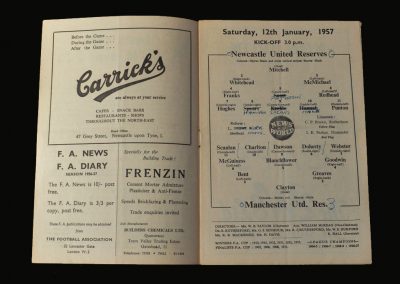 Man Utd Reserves v Newcastle Reserves 12.01.1957
