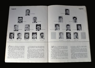 1958 Word Cup Souvenir Tournament Brochure England Team Page