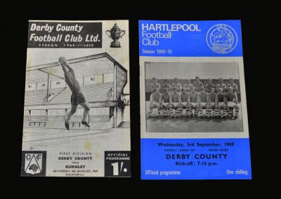 Derby v Burnley 09.08.1969 (Back in 1st Division) | Hartlepool v Derby 03.09.1969 (League Cup 2nd Round - Back at Hartlepool)