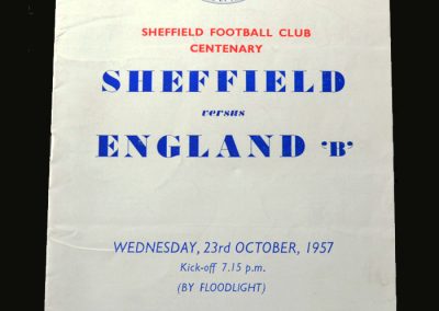 Sheffield v England B 23.10.1957