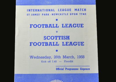 English League v Scottish League 26.03.1958
