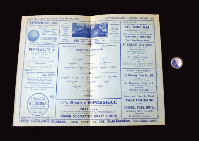 Islington Corinthians v Arsenal 19.03.1936 (Lapel Pin c.1935)
