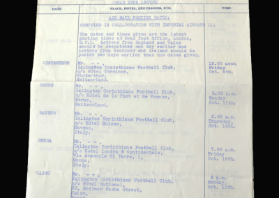 Postal itinerary 29.09.1937