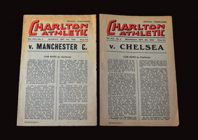 Charlton v Man City 04.09.1948 | Charlton v Chelsea 08.09.1948