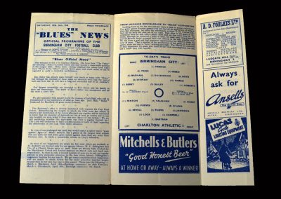Charlton v Birmingham 26.02.1949