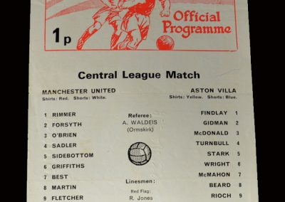 Man Utd v Aston Villa 06.10.1973 (In the reserves trying to comeback)