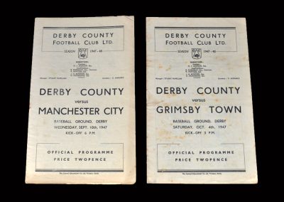 Derby v Man City 10.09.1947 | Derby v Grimsby 04.10.1947