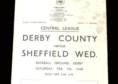 Derby Reserves v Sheff Wed Reserves 07.02.1948