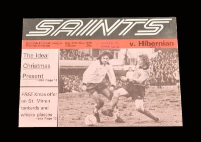 Hibs v St Mirren 24.11.1979 - Debut game