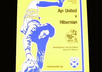 Hibs v Ayr United 08.10.1980 - Scottish League Cup Quarter Final 1st Leg