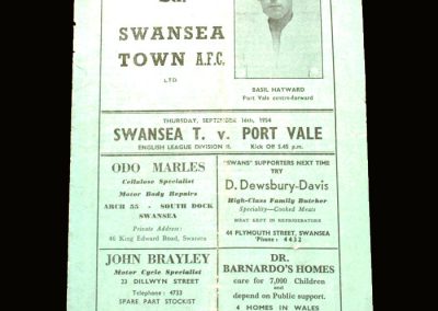 Port Vale v Swansea 16.09.1954