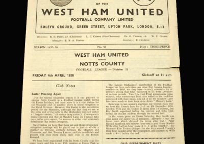 Notts County v West Ham 04.04.1958