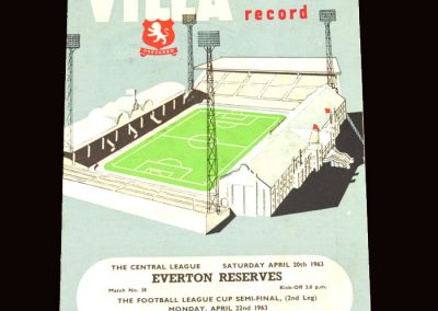 Sunderland v Aston Villa 22.04.1963 - League Cup Semi Final 2nd Leg | Aston Villa Reserves v Everton Reserves 20.04.1963
