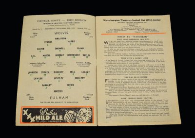 Wolves v Fulham 16.09.1959
