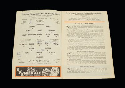 Wolves v Barcelona 02.03.1960 - European Cup Quarter Final 2nd Leg