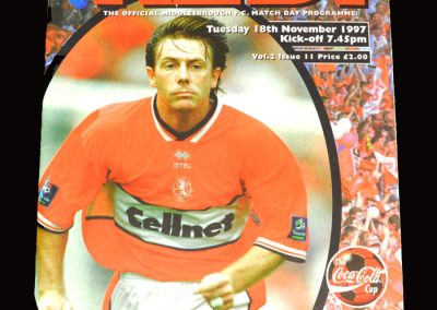 Middlesbrough v Bolton 18.11.1997 - League Cup 4th Round