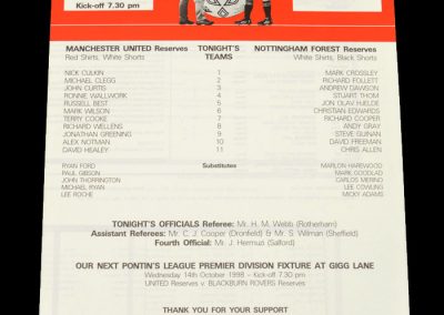 Man Utd Reserves v Notts Forest Reserves 01.10.1998