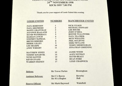 Man Utd Reserves v Leeds Reserves 24.11.1998