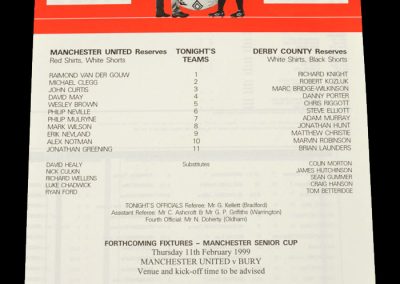 Man Utd Reserves v Derby Reserves 27.01.1999