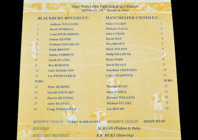 Man Utd Reserves v Blackburn Reserves 15.03.1999