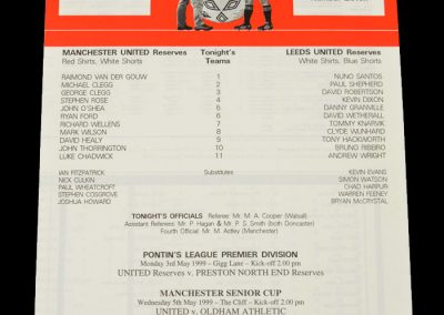Man Utd Reserves v Leeds Reserves 28.04.1999
