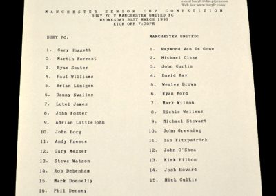 Man Utd v Bury 31.03.1999 - Manchester Senior Cup