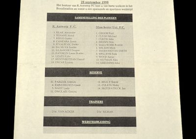 Man Utd v Royal Antwerp 28.09.1998 - Friendly