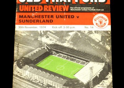 Man Utd v Sunderland 30.11.1974