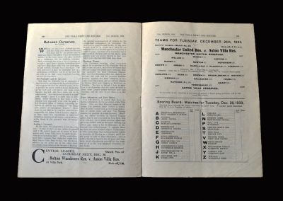 Aston Villa Reserves v Man Utd Reserves 26.12.1933