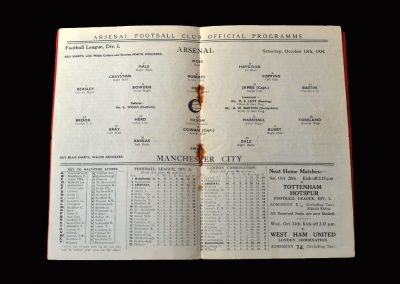 Arsenal v Man City 13.10.1934