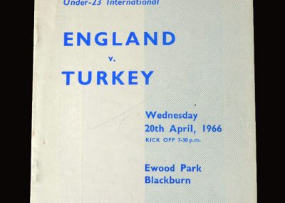 England v Turkey 20.04.1966 - Under 23