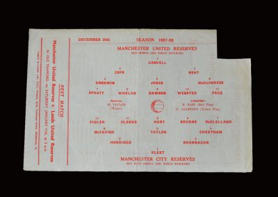 Man Utd Reserves v Man City Reserves 28.12.1957