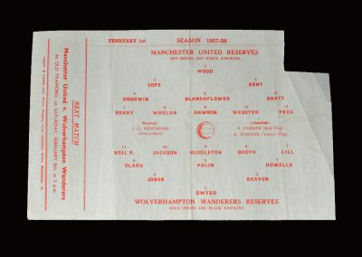 Man Utd Reserves v Wolves Reserves 01.02.1958