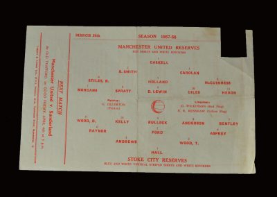 Man Utd Reserves v Stoke City Reserves 29.03.1958