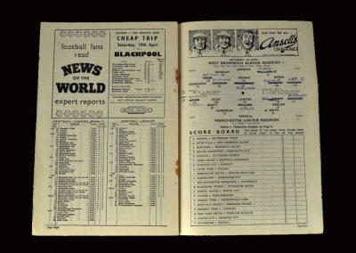 Man Utd Reserves v West Brom Reserves 05.04.1958