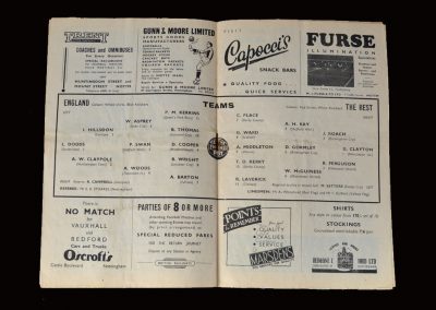 England v The Rest 18.10.1954 (Youth honours for Peter Swan and Tony Kay)
