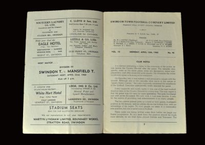 Swindon v Tranmere 18.04.1960 (nearly threw it away)