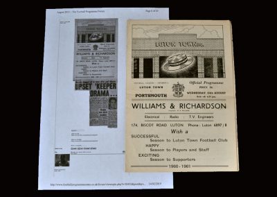 Luton v Portsmouth 24.08.1960 (Dick gets emotional)