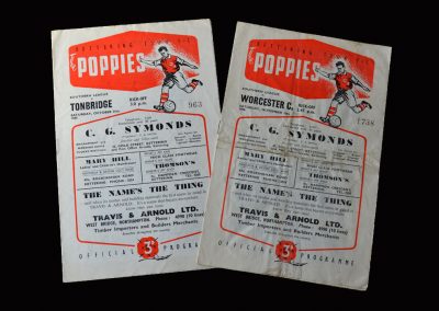Kettering v Tonbridge 27.10.1956 | Kettering v Worcester 10.11.1956