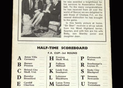 Chelsea v Northampton 09.01.1965 (Knighthood for Stan)