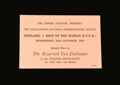 England v Rest of The World 23.10.1963 (Tea enclosure pass)