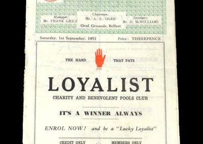 Glentoran v Glenavon 01.09.1951