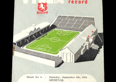 Aston Villa v Arsenal 08.09.1951 | Aston Villa v Huddersfield 10.09.1951