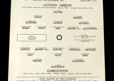 Leyton Orient v Gorleston 03.12.951 - FA Cup 1st Round 2nd Replay
