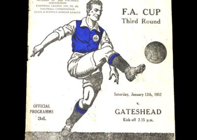 Ipswich v Gateshead 12.01.1952 - FA Cup 3rd Round