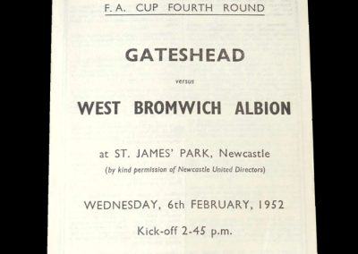 Gateshead v West Brom 06.02.1952 - FA Cup 4th Round (at St James Park)
