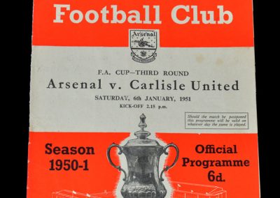 Arsenal v Carlisle 06.01.1951 - FA Cup 3rd Round