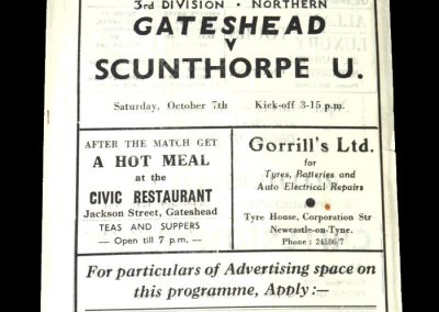 Gateshead v Scunthorpe 07.10.1950